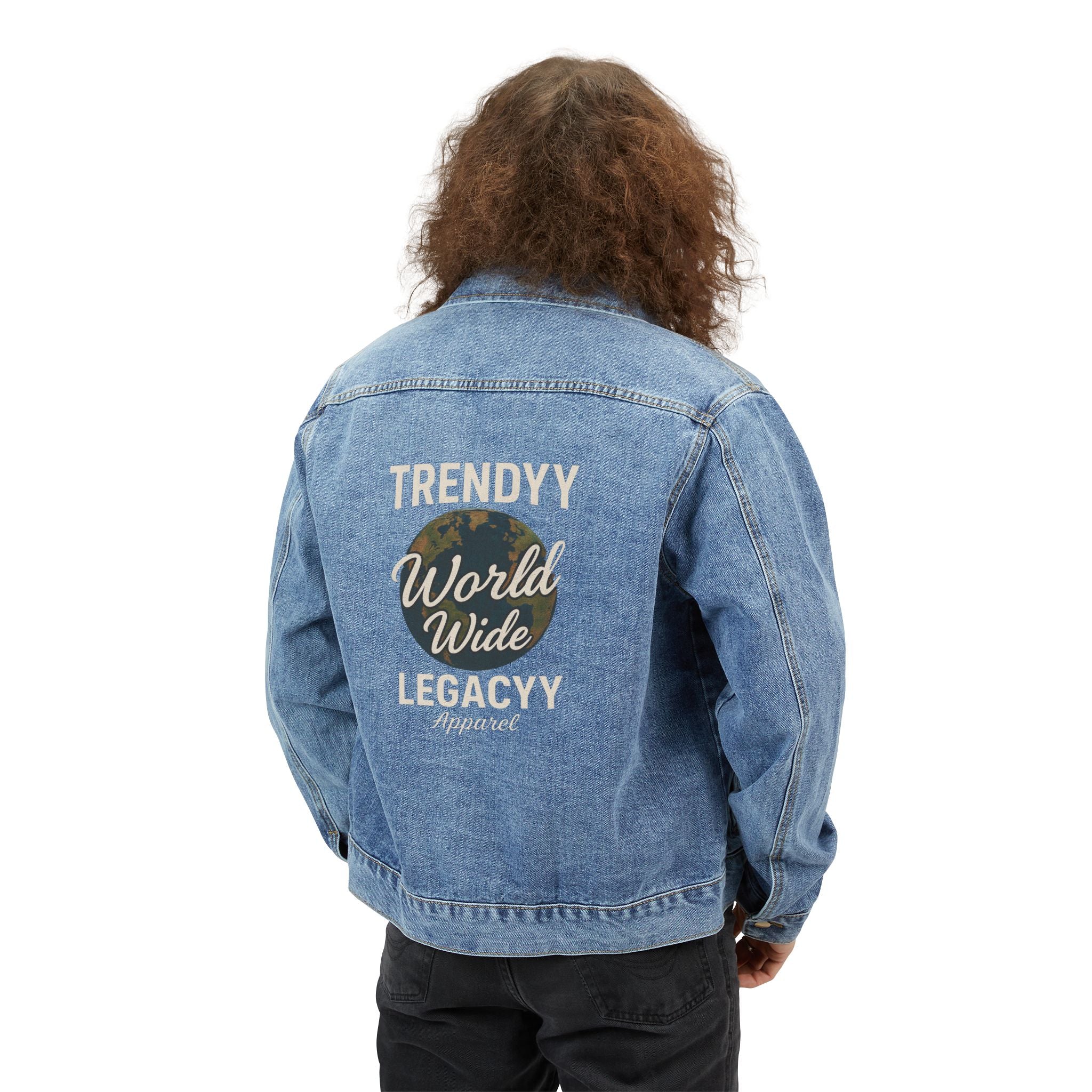 TLA Stylish Men's Denim Jacket with Trendy Global Legacy Print