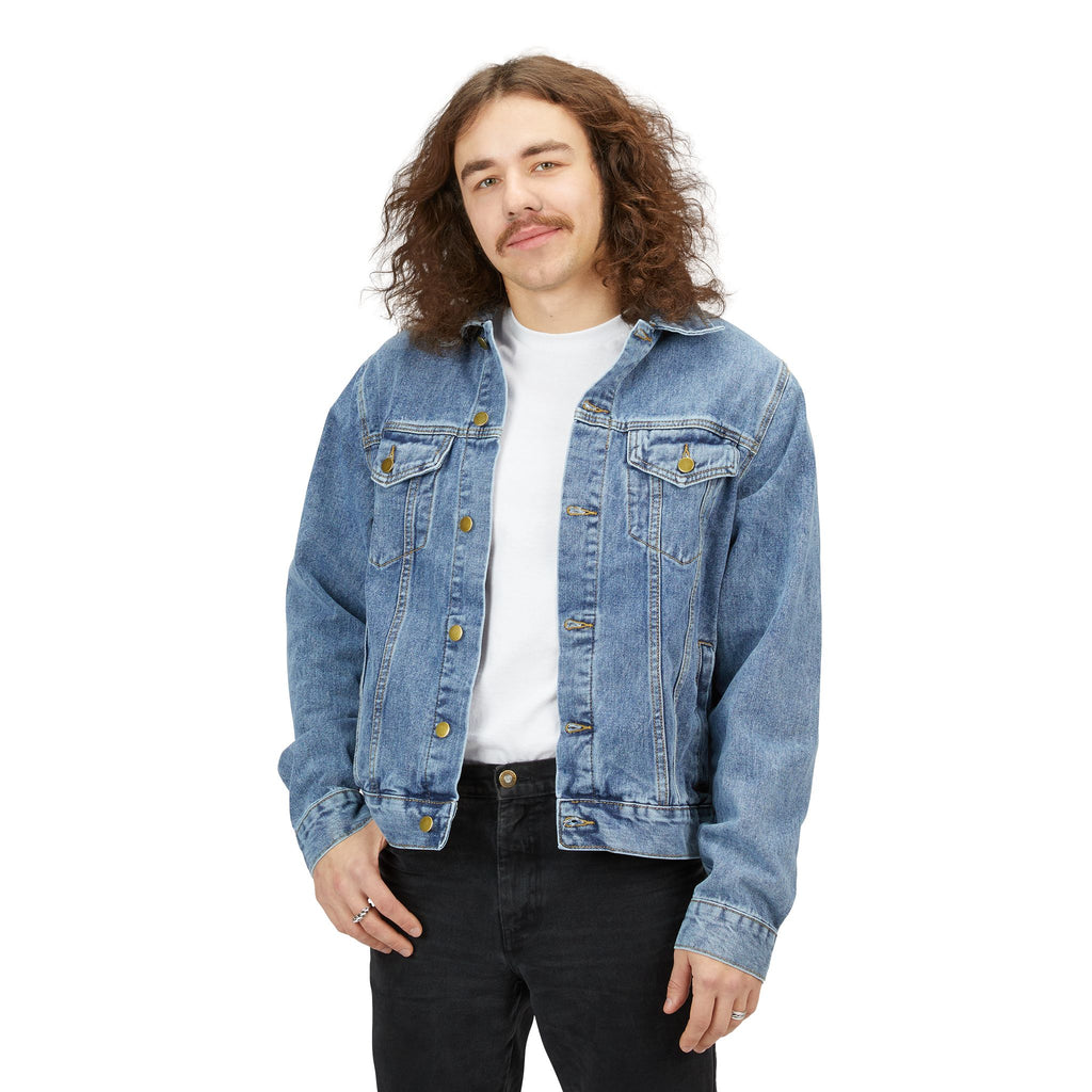 TLA Stylish Men's Denim Jacket with Trendy Global Legacy Print
