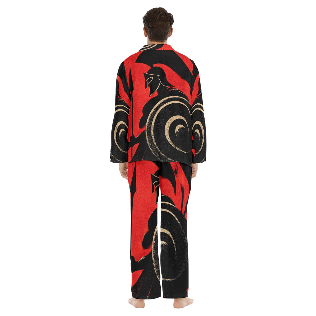 All-Over Print Men's Lapel Pajama Set
