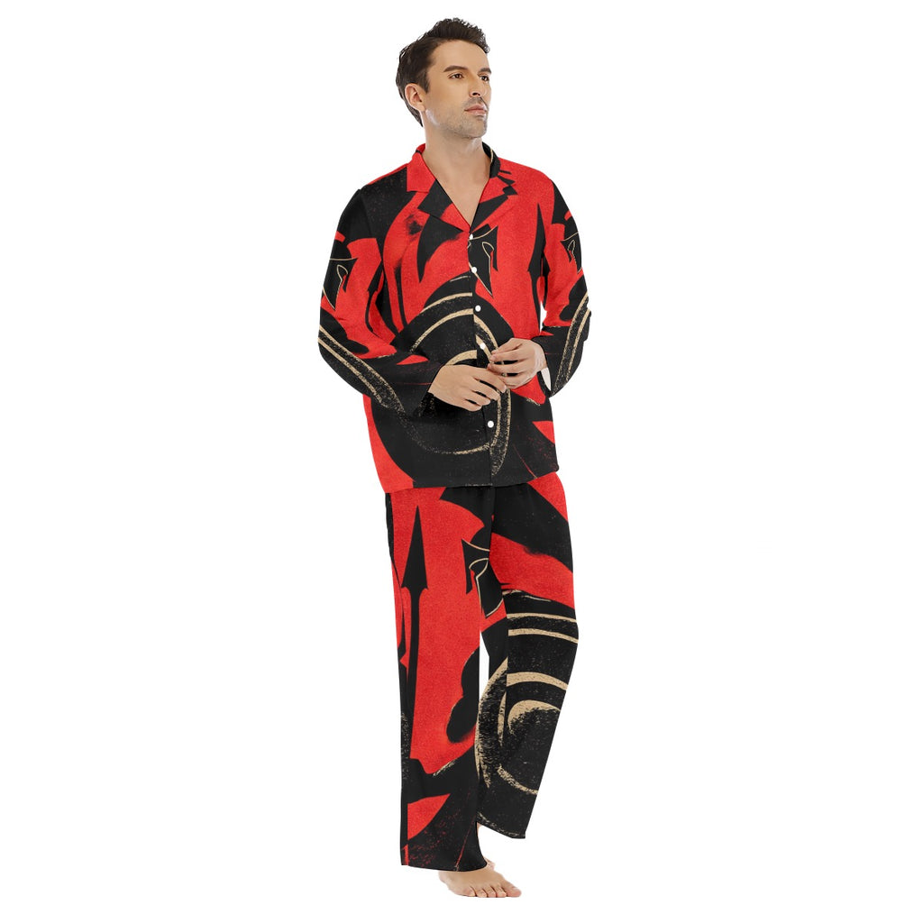All-Over Print Men's Lapel Pajama Set
