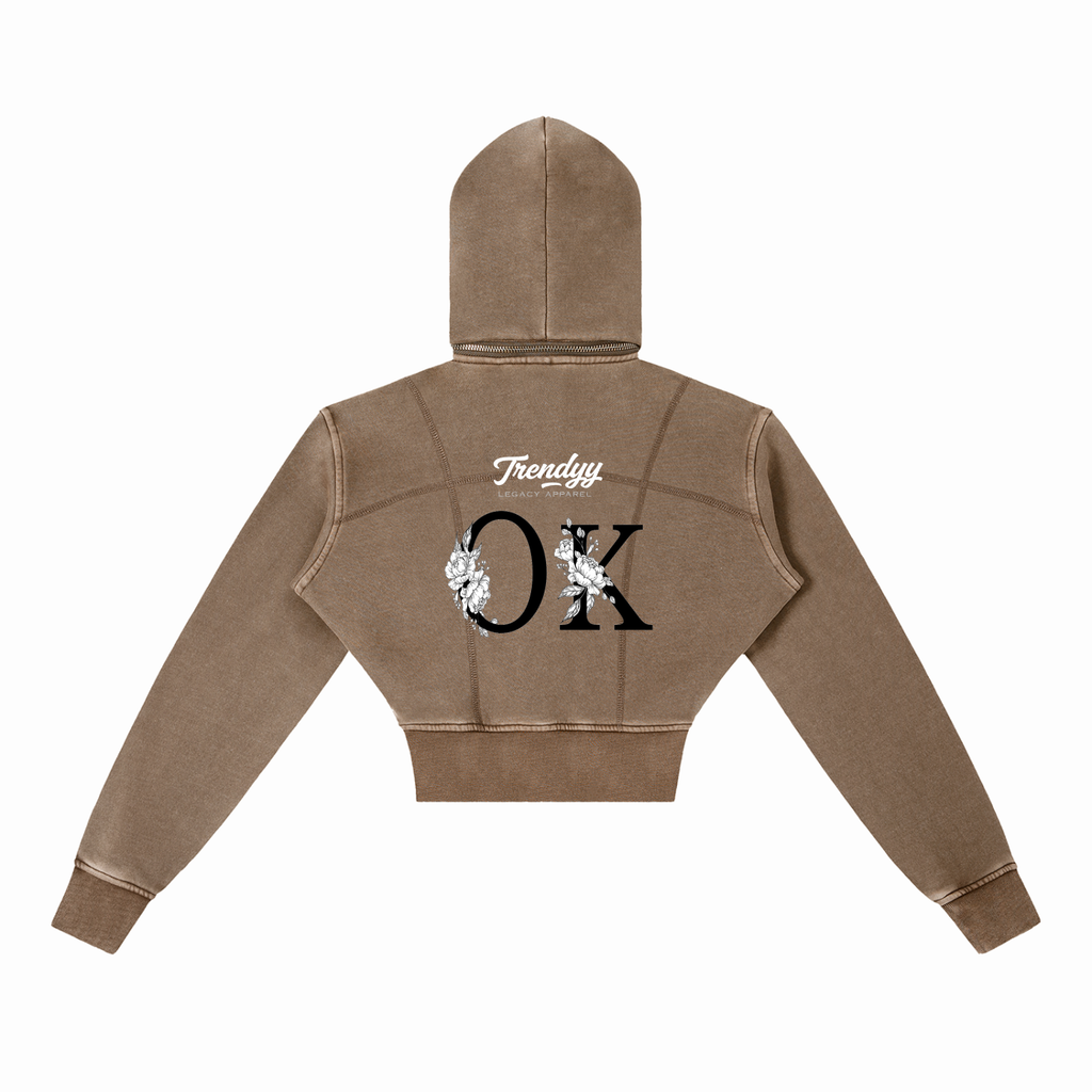 TLA "OK Flower" cropped hoodie