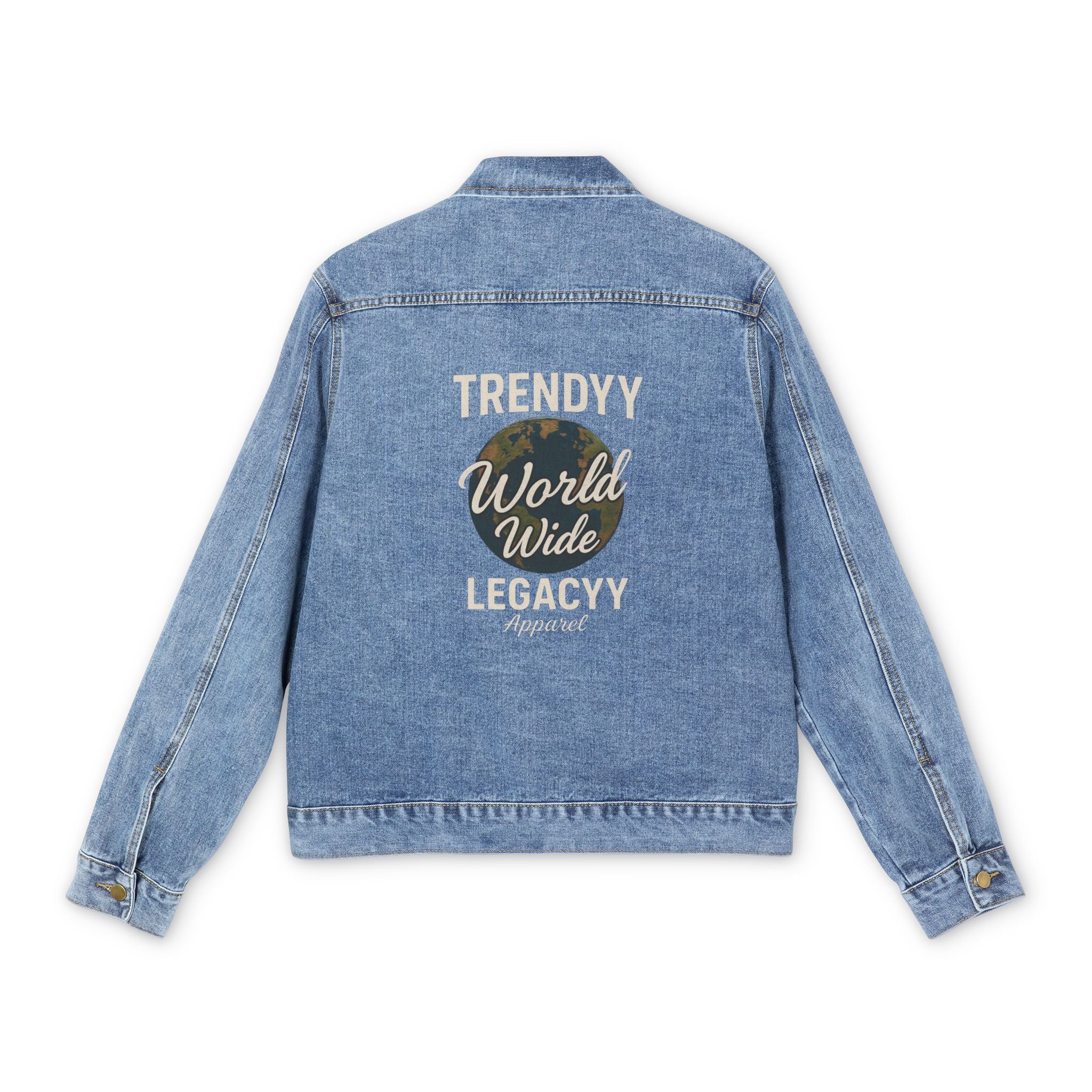 TLA Stylish Men's Denim Jacket with Trendy Global Legacy Print