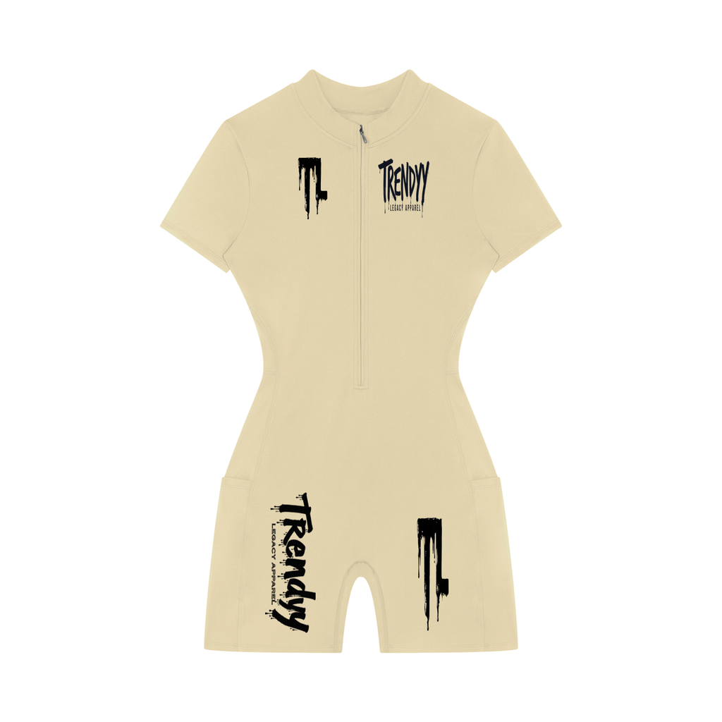 TLA Women's Quarter-Zip Short Sleeve Romper