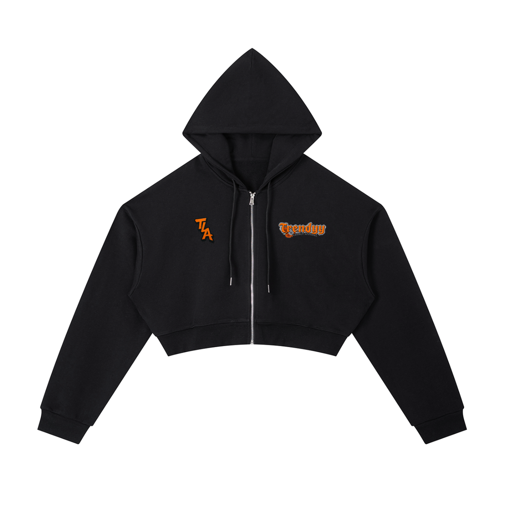 TLA “OrangeRose” Essential Cropped Zip-Up Hoodie