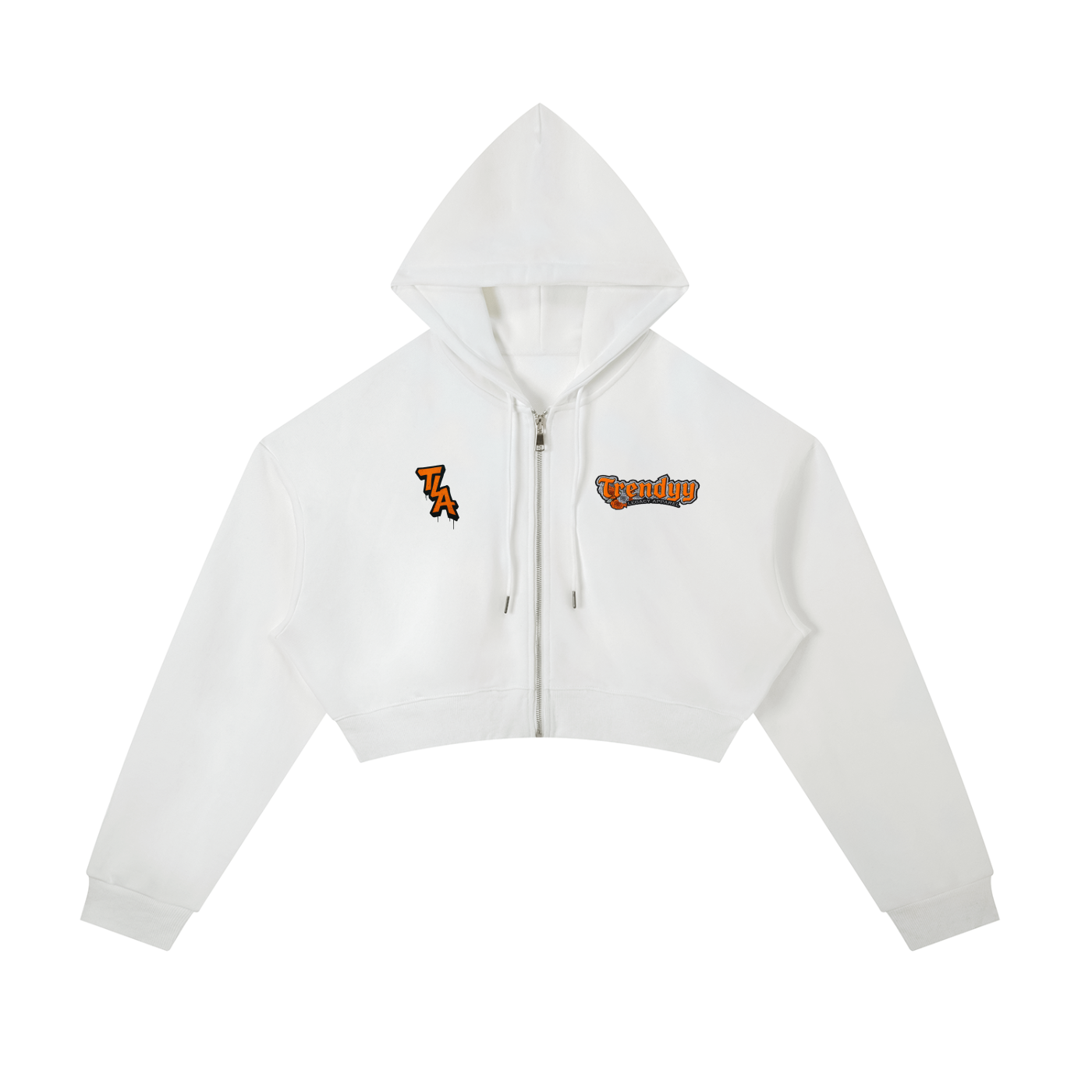 TLA “OrangeRose” Essential Cropped Zip-Up Hoodie
