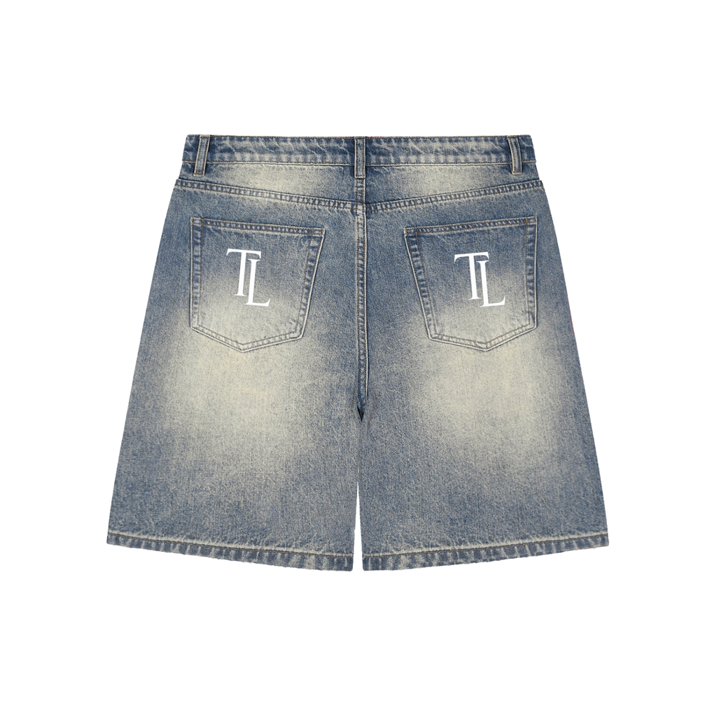TLA 64 Faded Distressed Baggy Denim Shorts