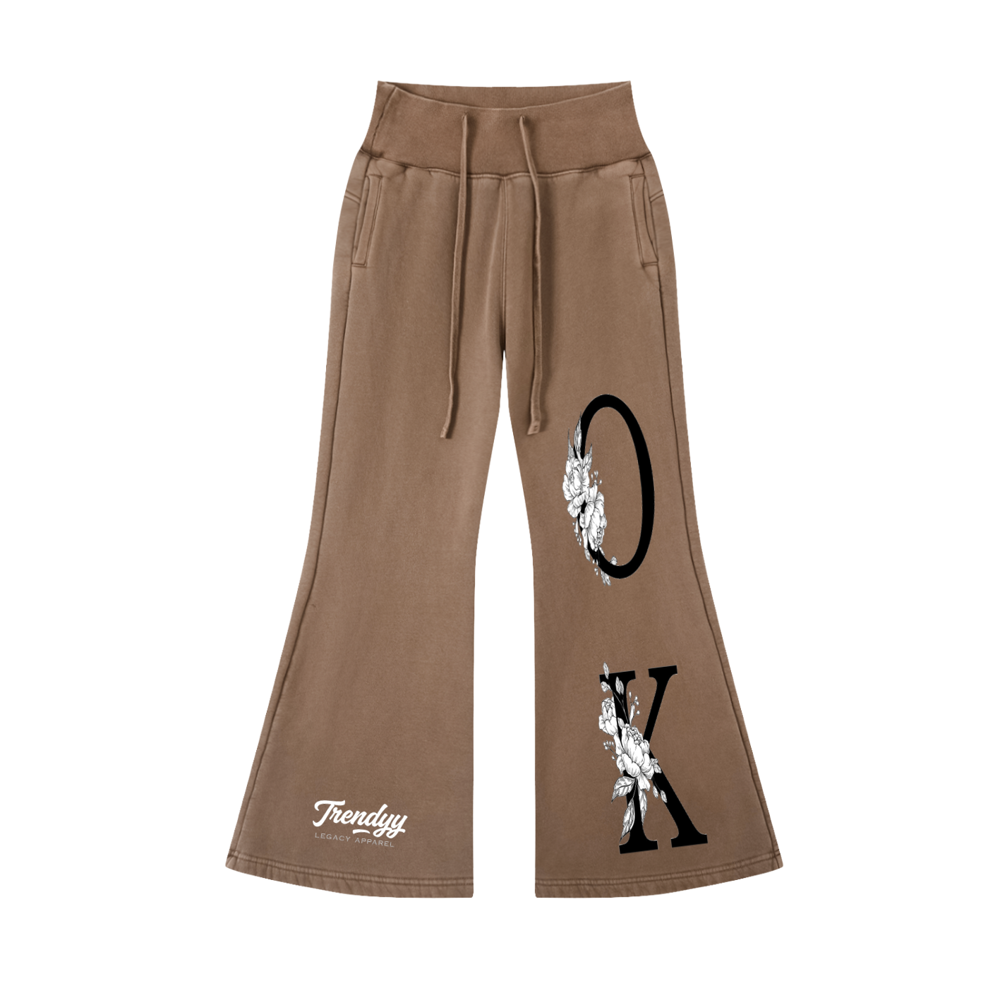 TLA “Ok Flower” Vintage Washed Flared Fleece Pants