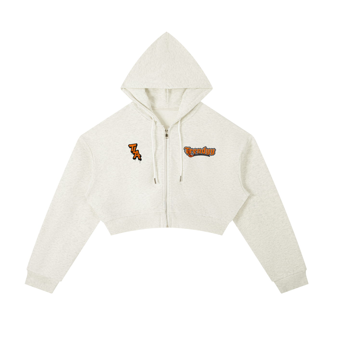 TLA “OrangeRose” Essential Cropped Zip-Up Hoodie