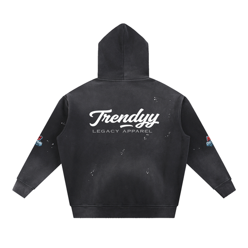 NJ CHILL TOWN TLA Vintage Washed Frayed Fleece Hoodie