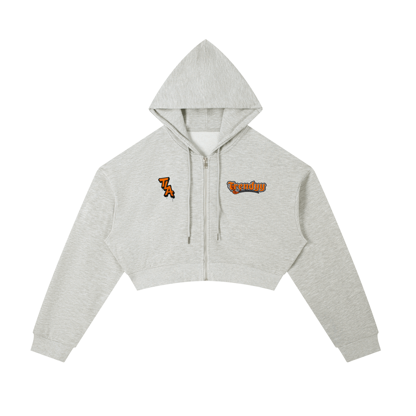 TLA “OrangeRose” Essential Cropped Zip-Up Hoodie
